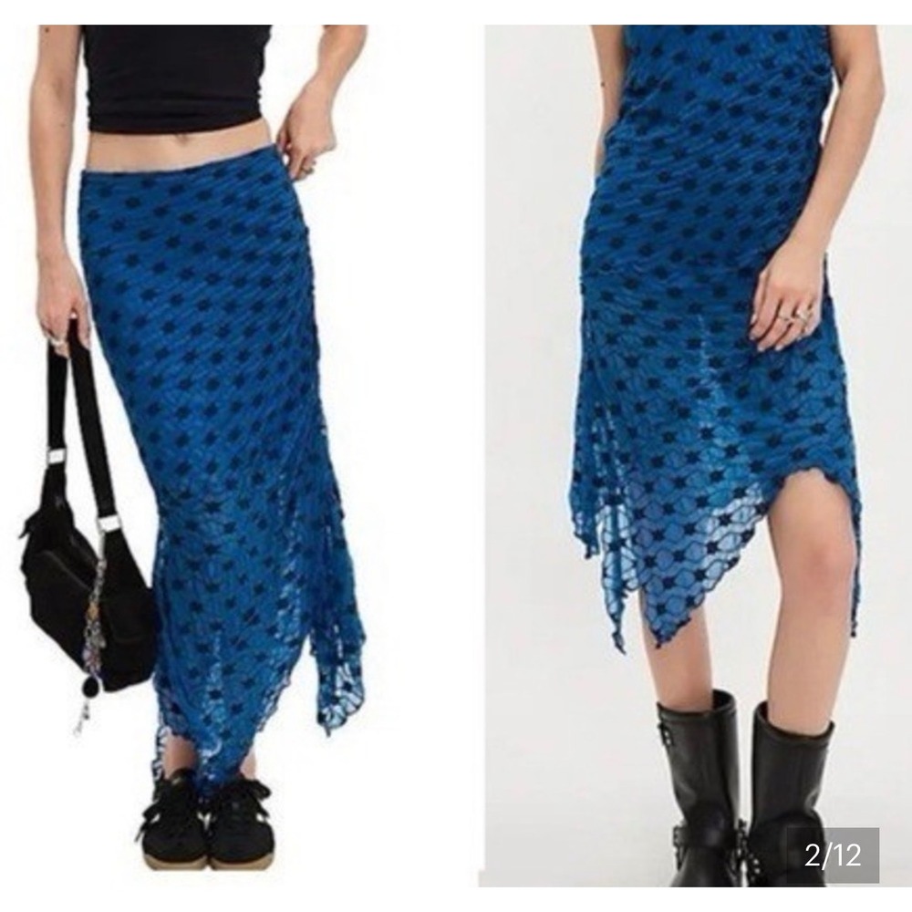 Free People Margot Convertible Midi skirt Imperial Blue fairy boho sz S